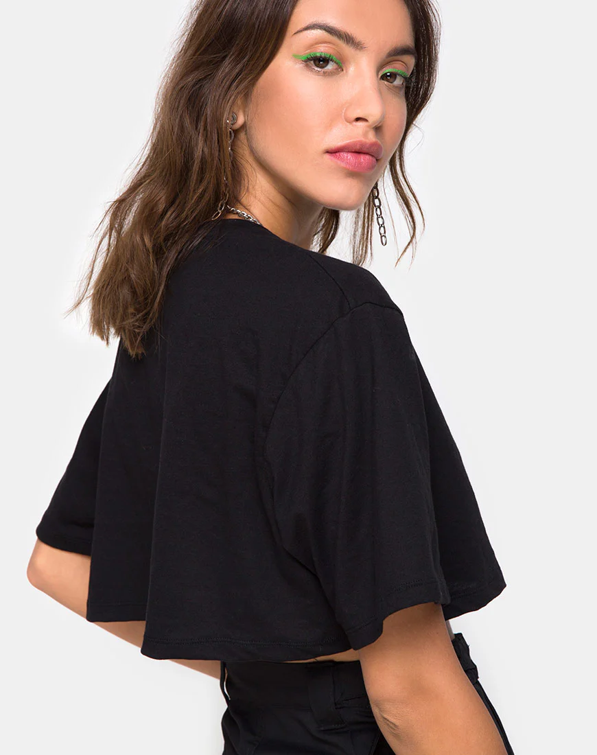 Super Cropped Black Tee in Disco Embro - Image 4