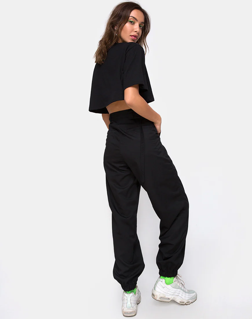 Super Cropped Black Tee in Disco Embro - Image 6