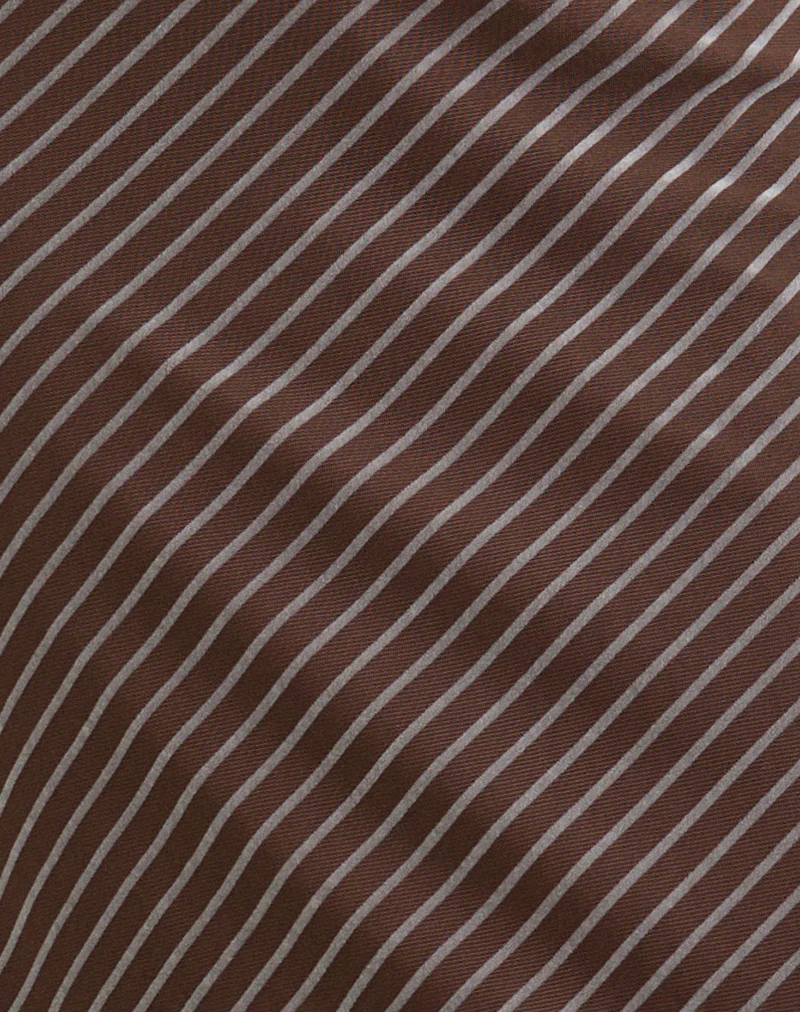 Surina Maxi Skirt in Diagonal Striped Flock Brown and Cream - Image 5
