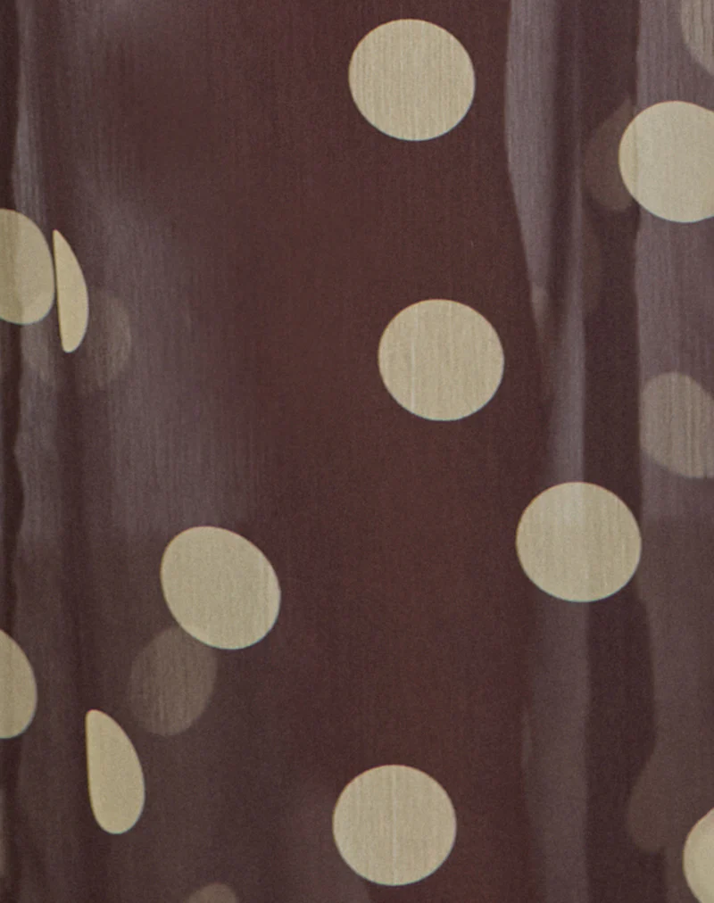 Surina Maxi Skirt in Brown with Irregular Polka Yellow - Image 5