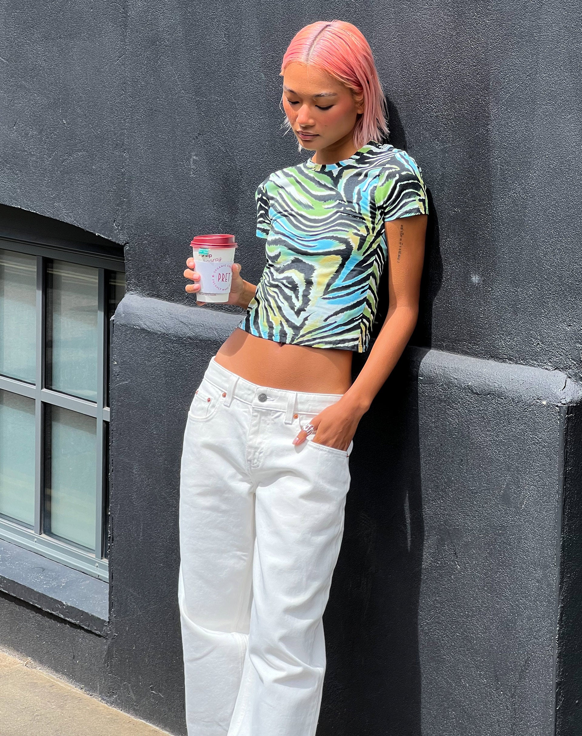 Surtie Crop Top in Warped Zebra Blue - Image 2