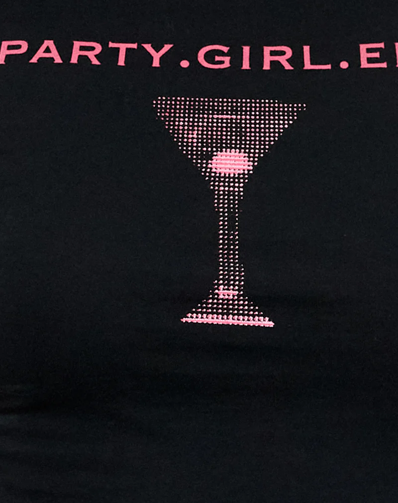 Sutin Baby Tee in Black Party Girl Era - Image 5