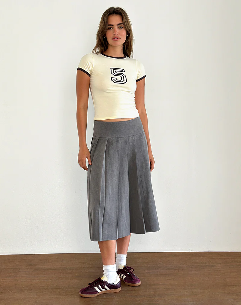 Sutin Tee in Yellow Buttermilk with 5 Emblem and Red Mahogany Binding - Image 4