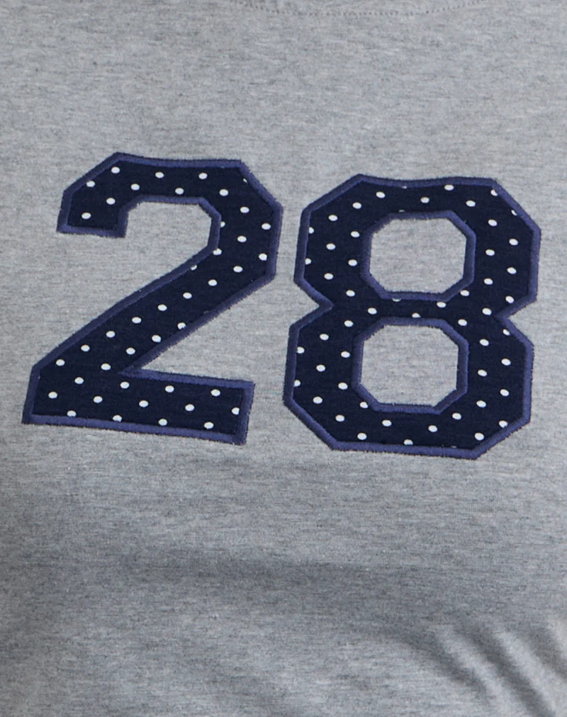 Sutin Tee in Grey Marl with Polka Embroidery - Image 6