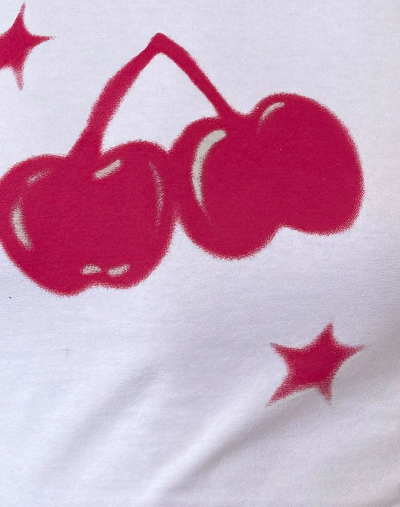 Sutin Baby Tee in White Cherry Print - Image 5