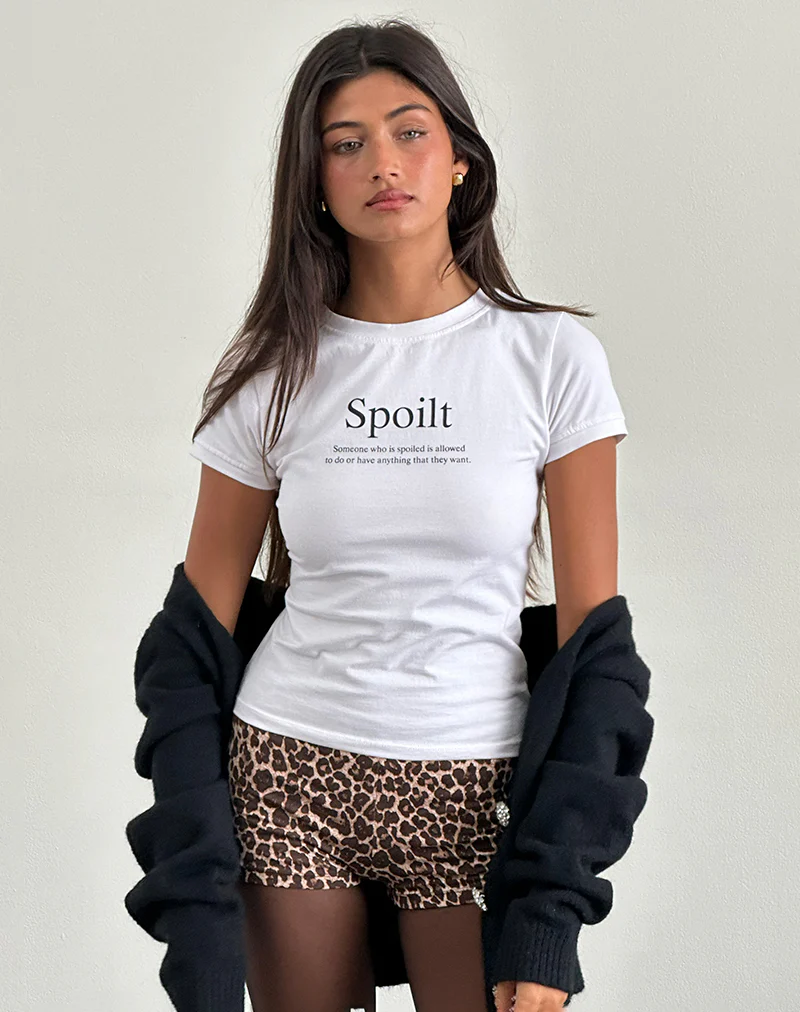 Sutin Baby Tee in White with Spoilt Slogan - Image 5