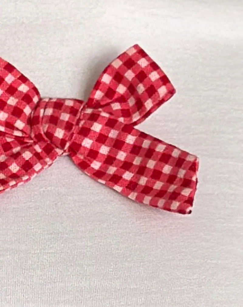 Sutin Tee in White with Red Gingham Bow - Image 6