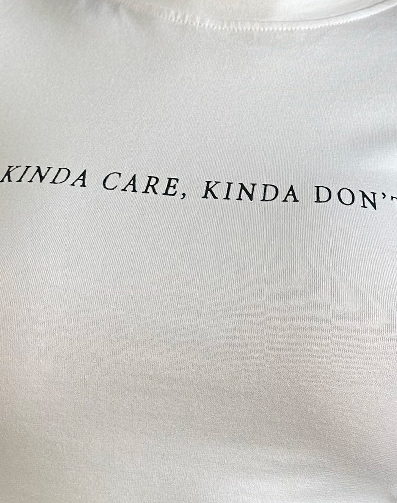 Sutin Top in White with Kinda Care Kinda Don't Graphic - Image 7