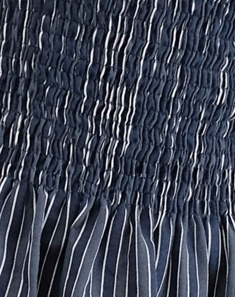 Sutisna Bandeau Top in Indigo Stripe Dark Blue - Image 6