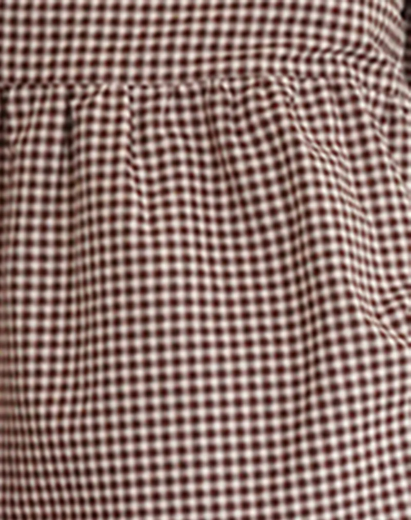 Suzumi Wrap Blouse in Mini Gingham Brown - Image 6