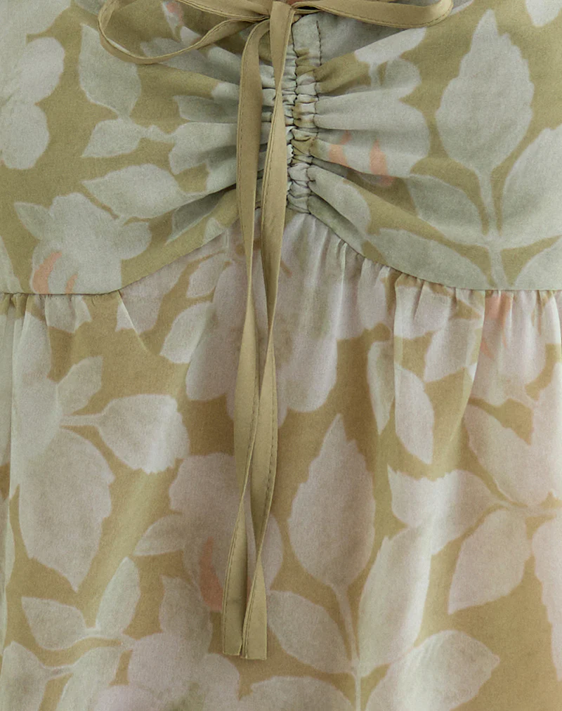Sylva Asymmetric Hem Cami Top in Pale Flower Green - Image 6