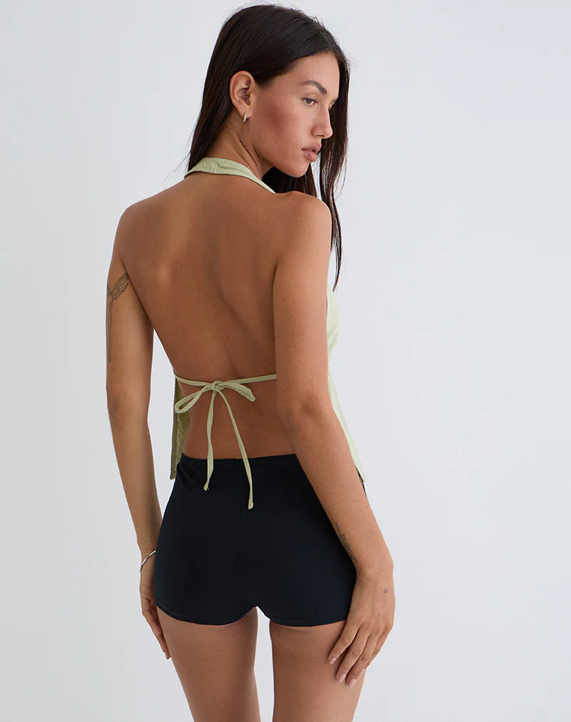 Syrma Backless Halter Top in Linen Sage Green - Image 4