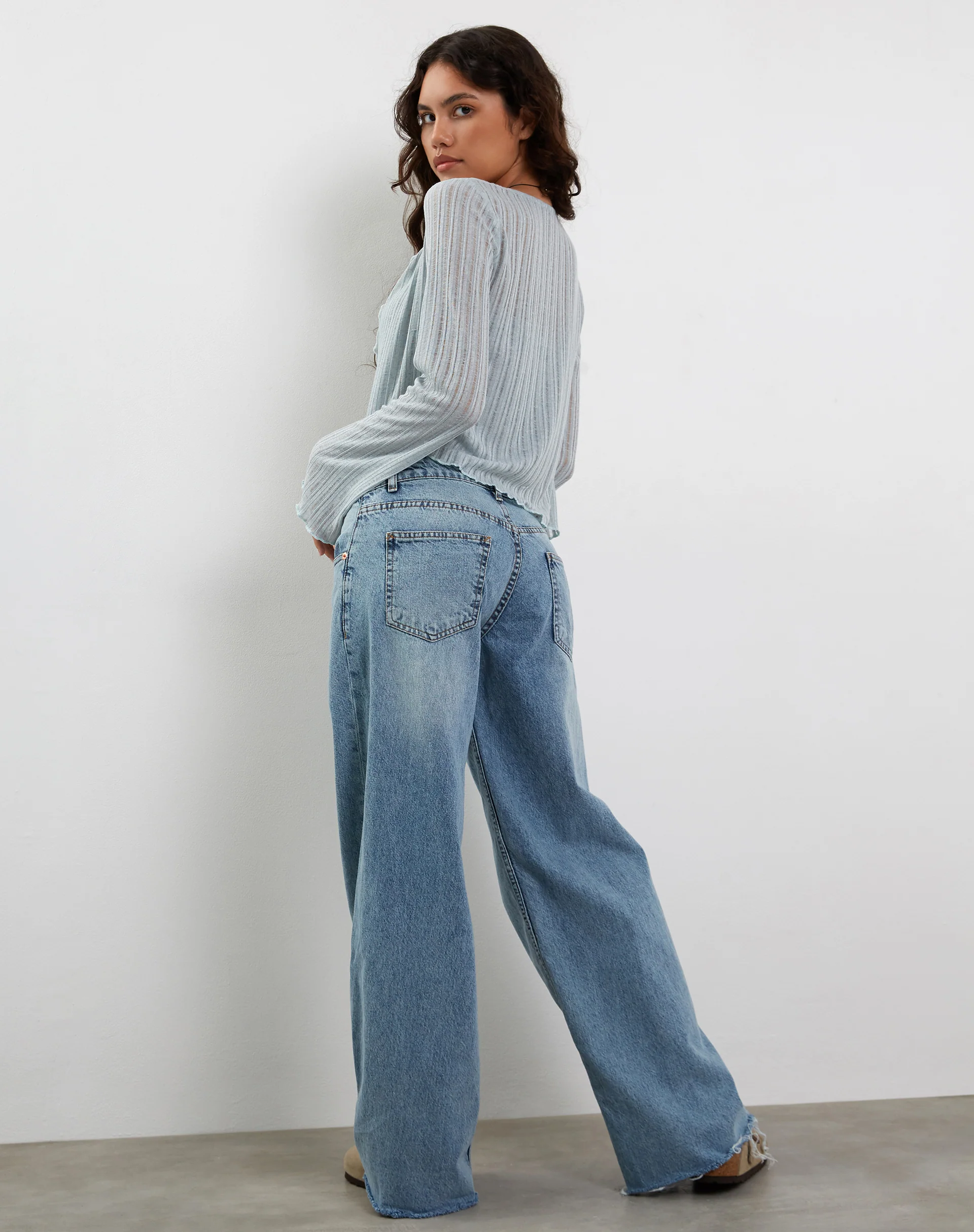 Tabitha Tie Front Cardigan in Powder Blue - Image 4