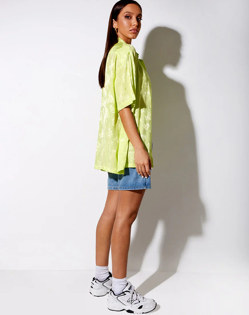 Taelsa Shirt in Satin Rose Lime - Image 5