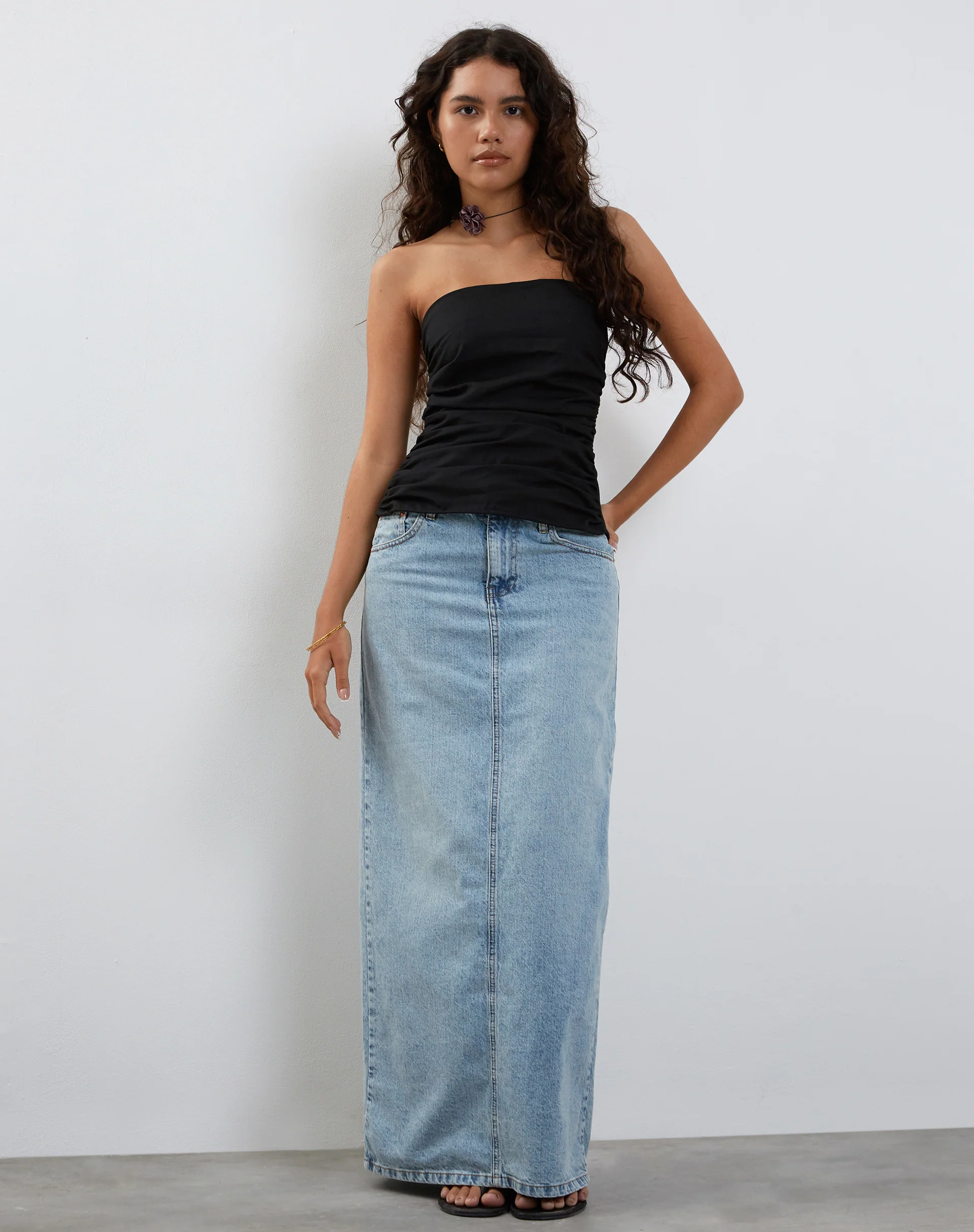 Tahari Tie Back Longline Tube Top in Black - Image 6