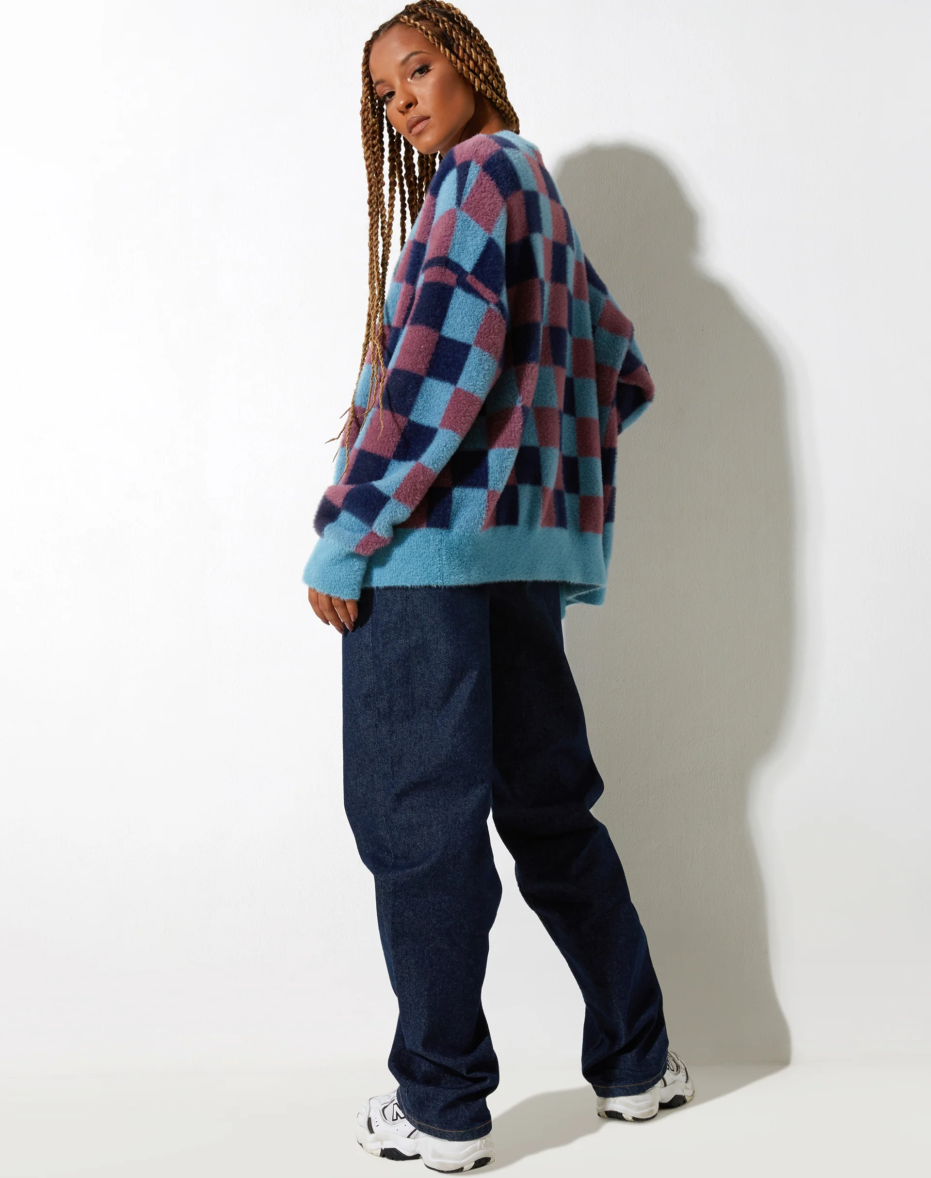 Talana Cardi in Check Blue Tones - Image 5