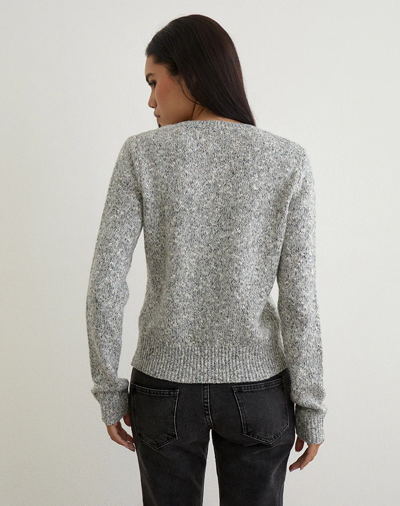 Talira Cardigan in Knit Dark Grey Marl - Image 5