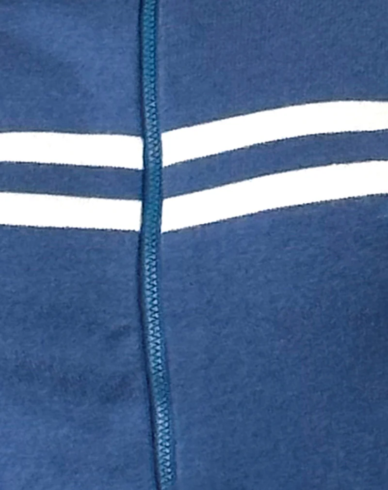 Talisa Sporty Zip Through Jacket In Navy with Ivory Stripes - Image 6