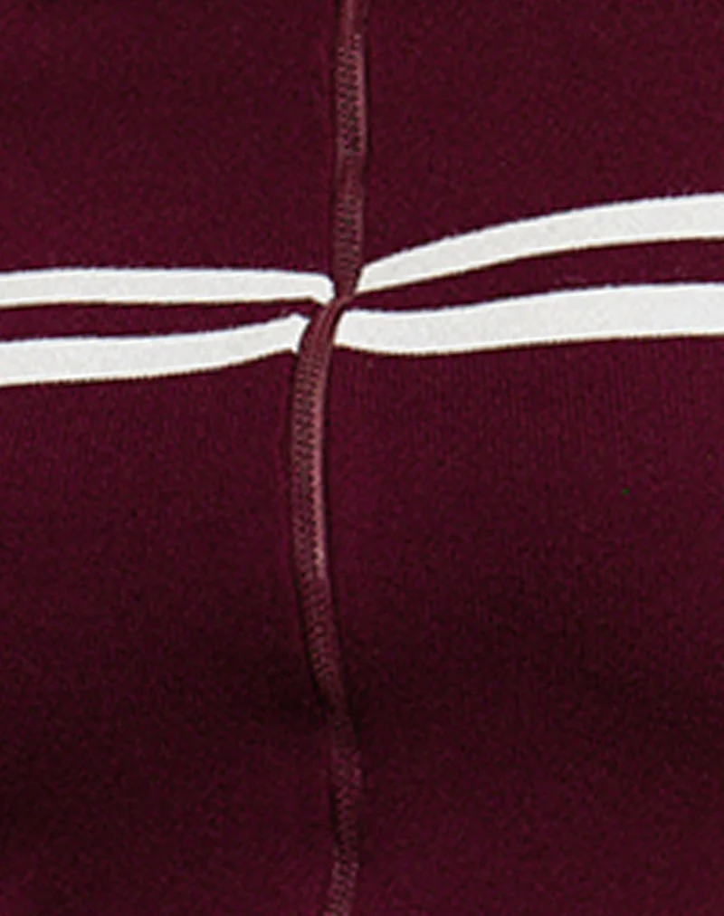 Talisa Zip Through Jacket in Maroon with White Stripe - Image 6