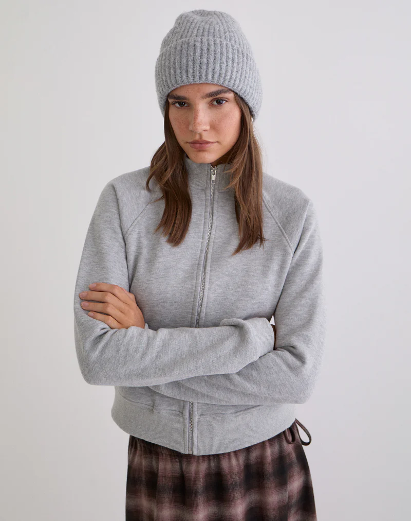 Tamayo Zip Turtleneck Jumper in Grey Marl - Image 4