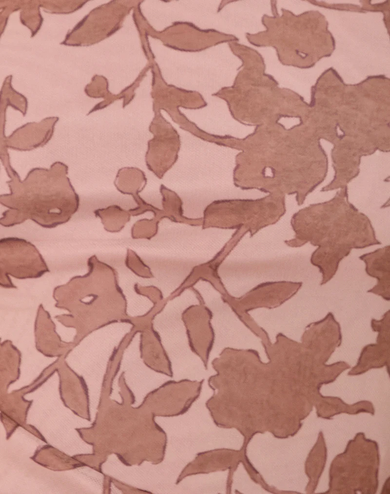Tamia Asymmetric Top in Neutral Floral Print - Image 6