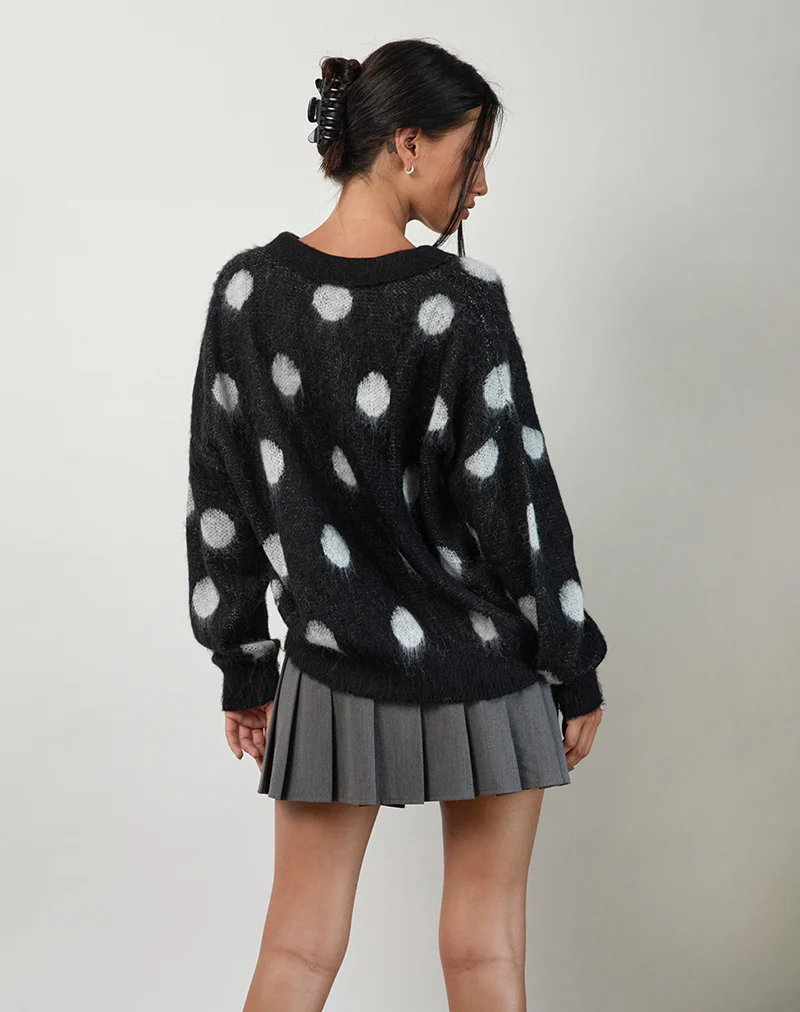 Tamika Oversized Jumper in Polka Black - Image 3