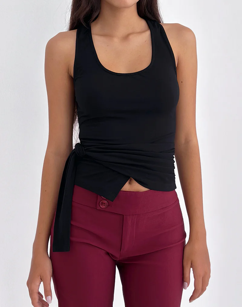 Tanzy Tie Top in Jersey Black - Image 4