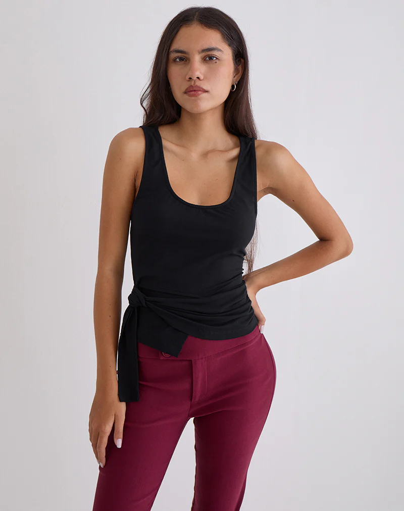 Tanzy Tie Top in Jersey Black - Image 5