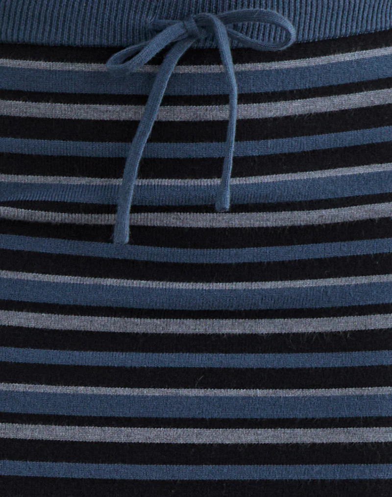 Tarmina Maxi Skirt in Knit Stripe Blue and Grey - Image 7
