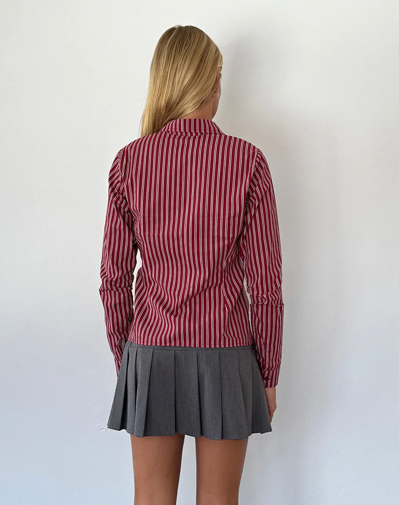 Tarsi Fitted Shirt in Maroon Stripe - Image 4