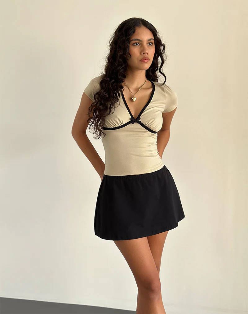 Tasina Top in Coconut Milk with Black Binding - Image 2