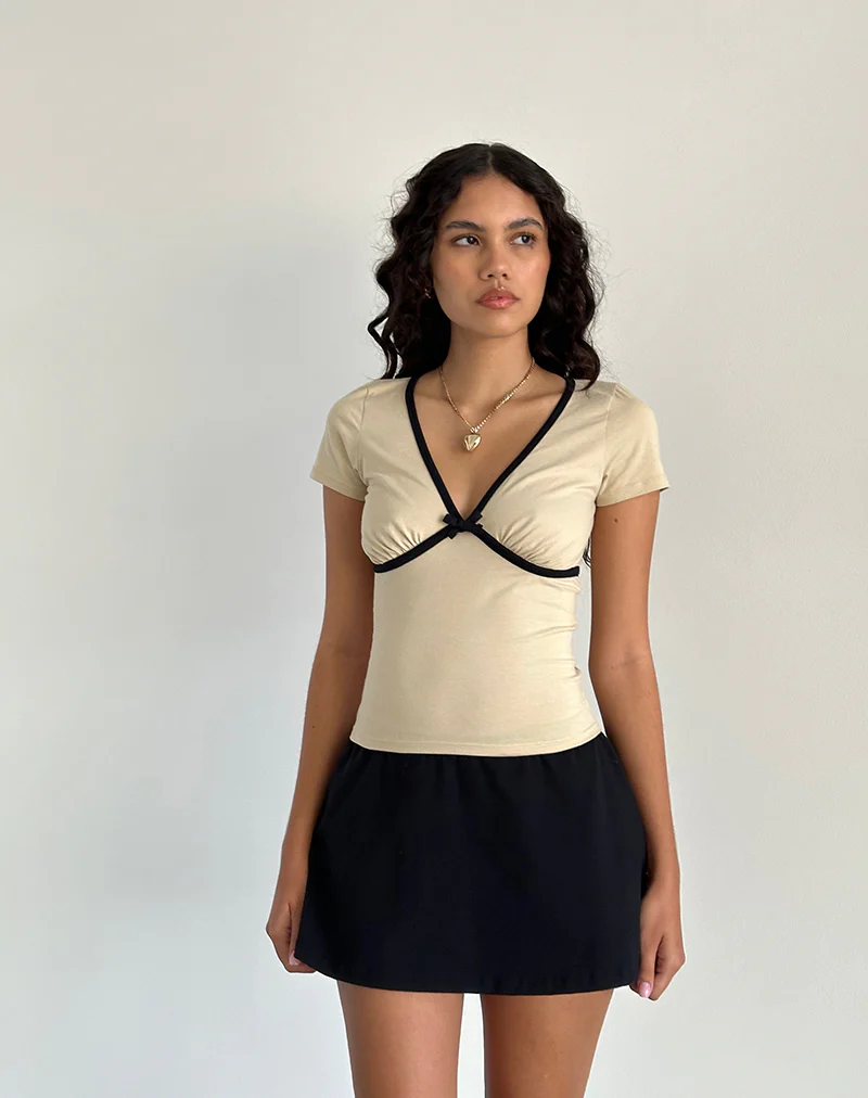 Tasina Top in Coconut Milk with Black Binding - Image 3