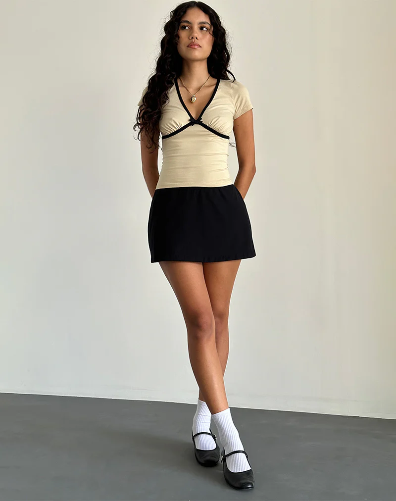 Tasina Top in Coconut Milk with Black Binding - Image 4