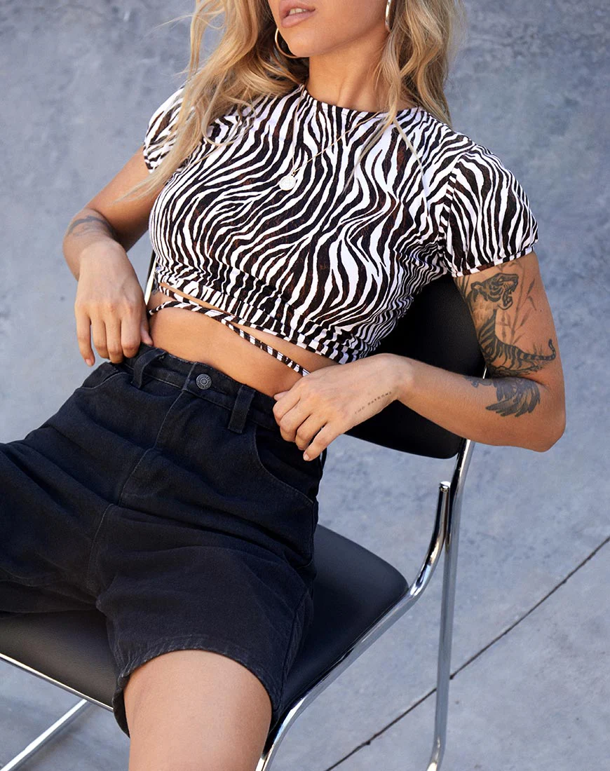 Tasya Crop Top in Zebra Vertical - Image 2