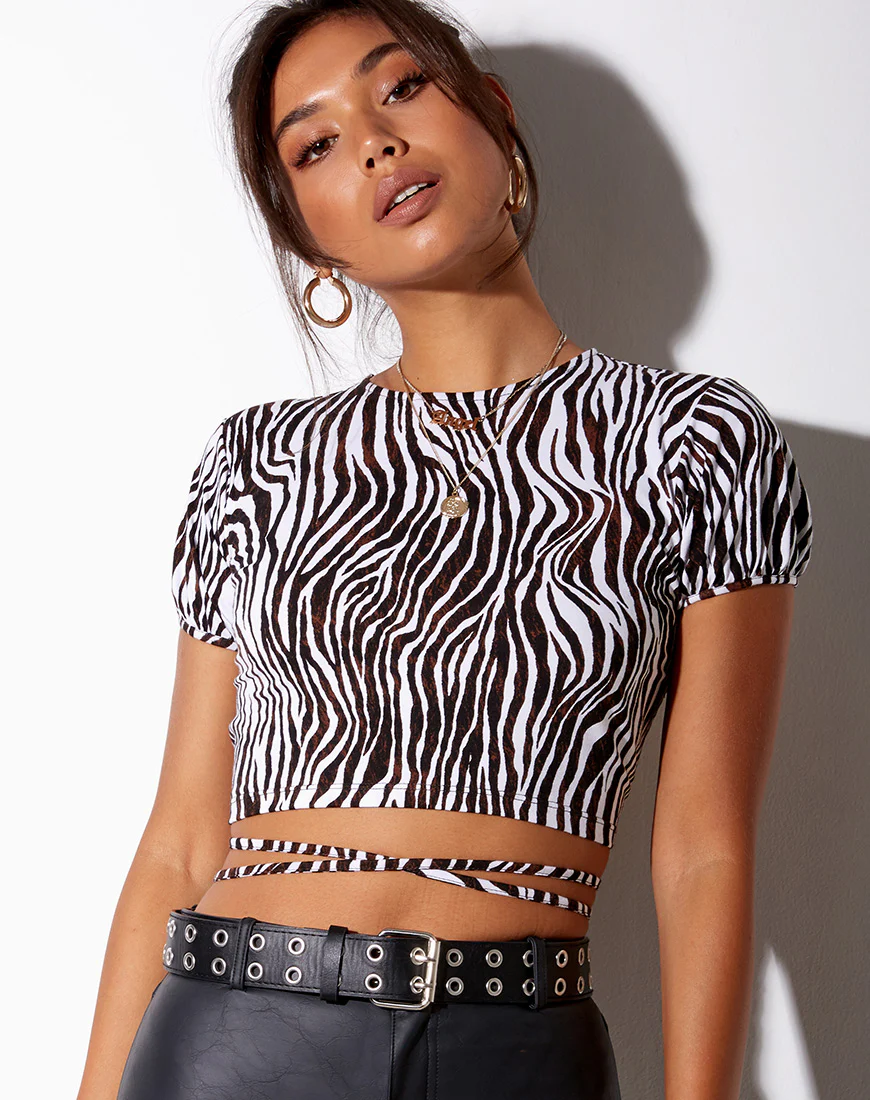 Tasya Crop Top in Zebra Vertical - Image 3