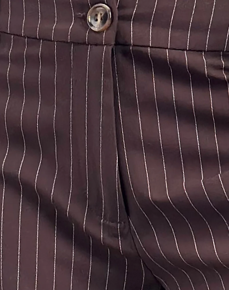 Tatina Smart Trouser in Brown Pinstripe Tailoring - Image 5