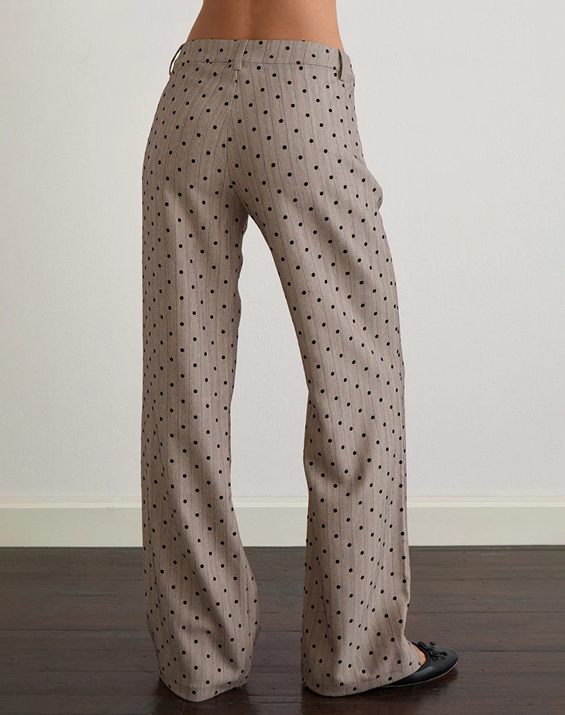 Tatina Trouser in Beige with Polka Pinstripe - Image 5