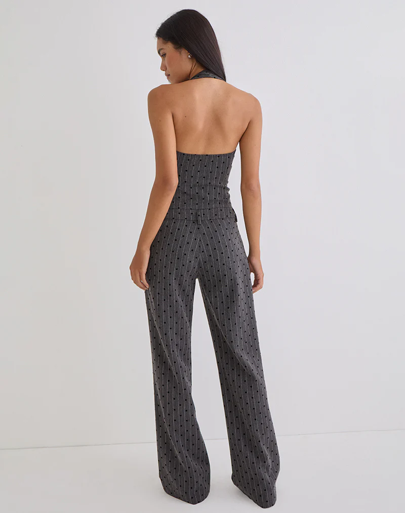Tatina Trouser in Charcoal with Polka Pinstripe - Image 6