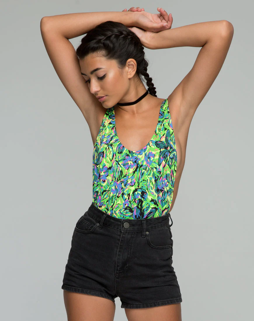 Tatum Bodice in Fluro Flower Citrus
