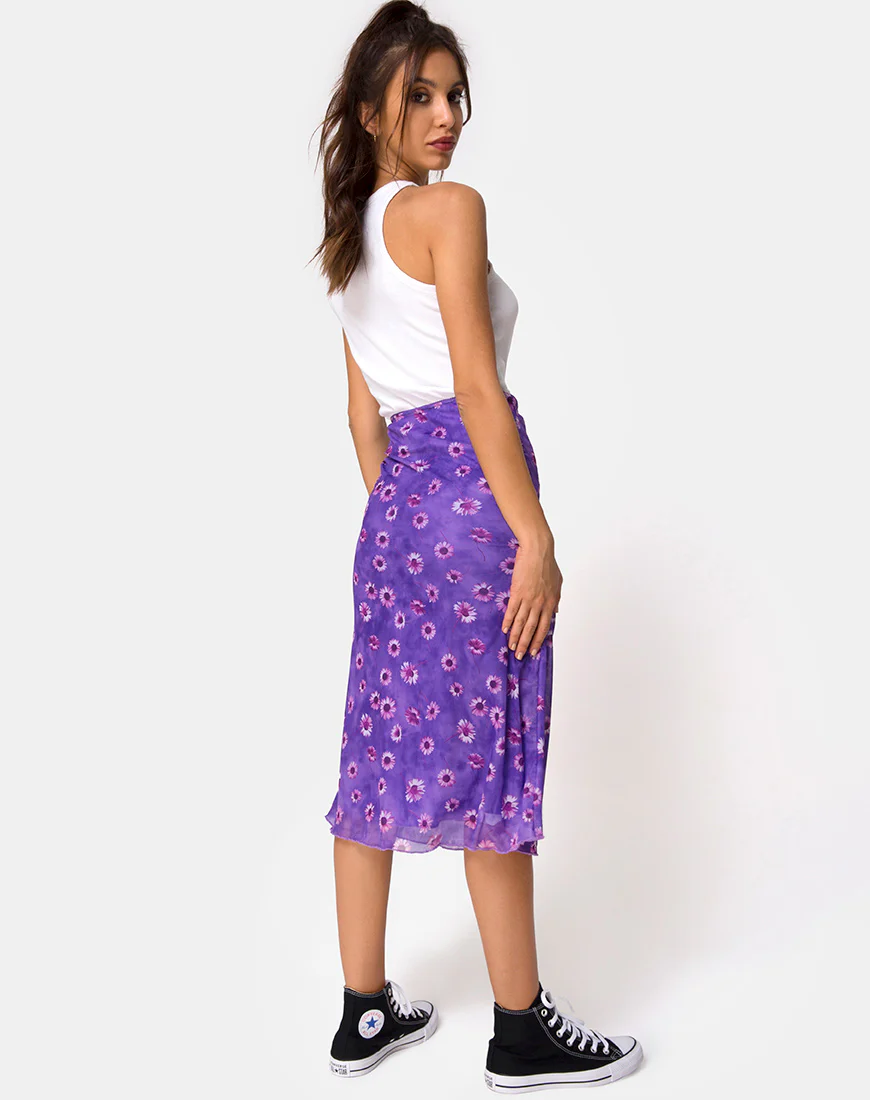 Taura Midi Skirt in Daisy Daze Purple - Image 4