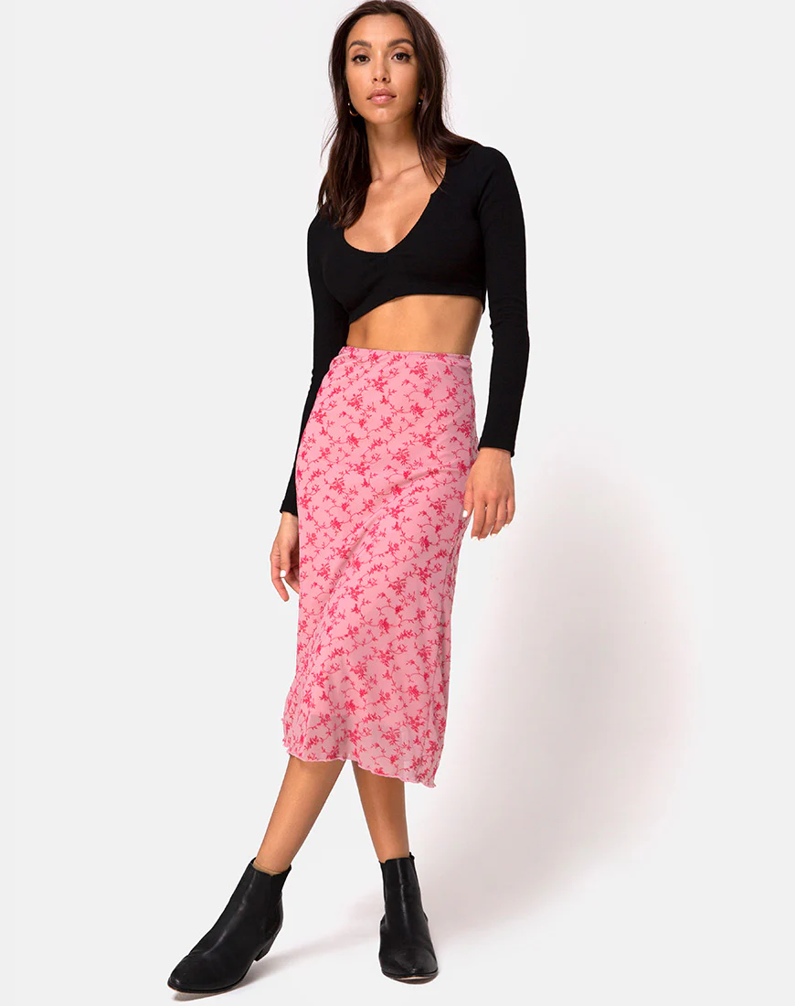 Taura Skirt in Love Bloom Pink Flock - Image 3