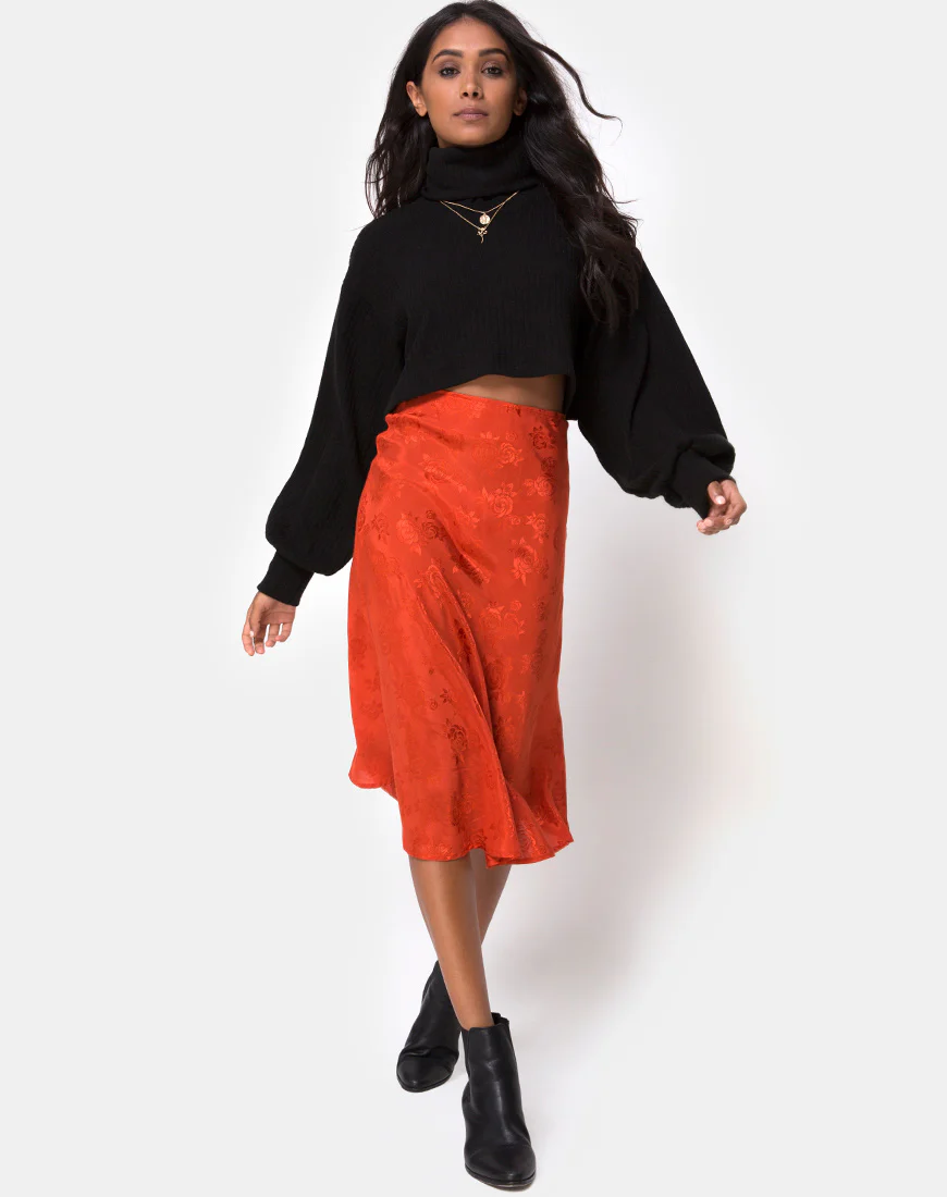 Tauri Midi Skirt in Satin Rose Rust - Image 4