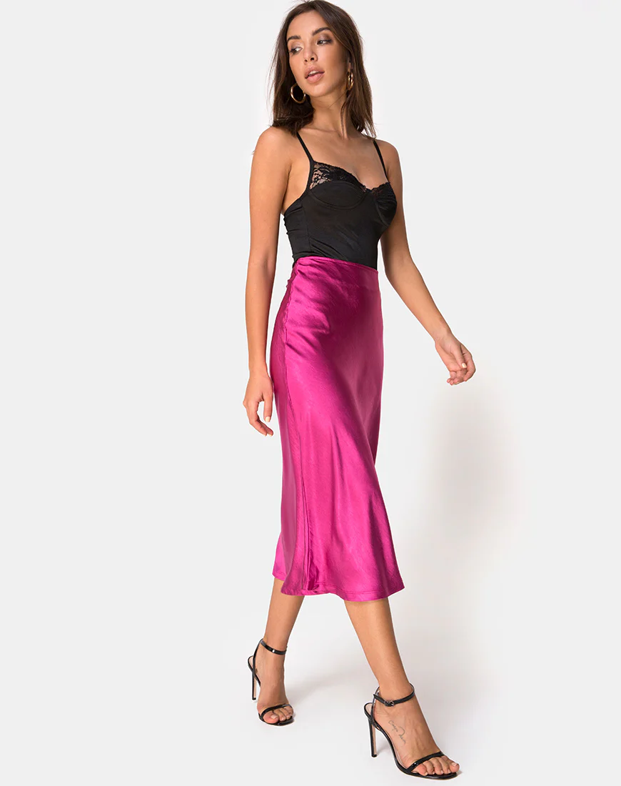 Tauri Skirt in Satin Magenta - Image 3