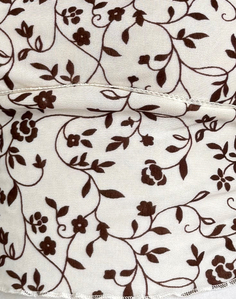 Tavisha Cami Top in Brown Stem Flower Flock - Image 5