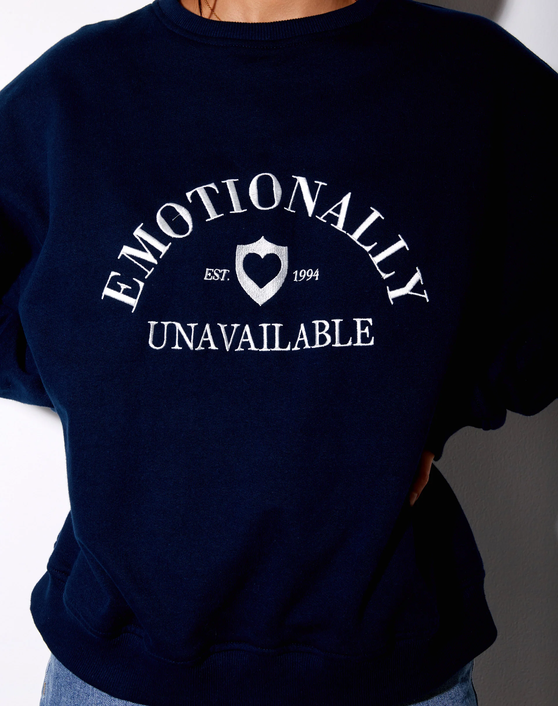 Ted Sweatshirt in Navy 'Emotionally Unavailable' - Image 5