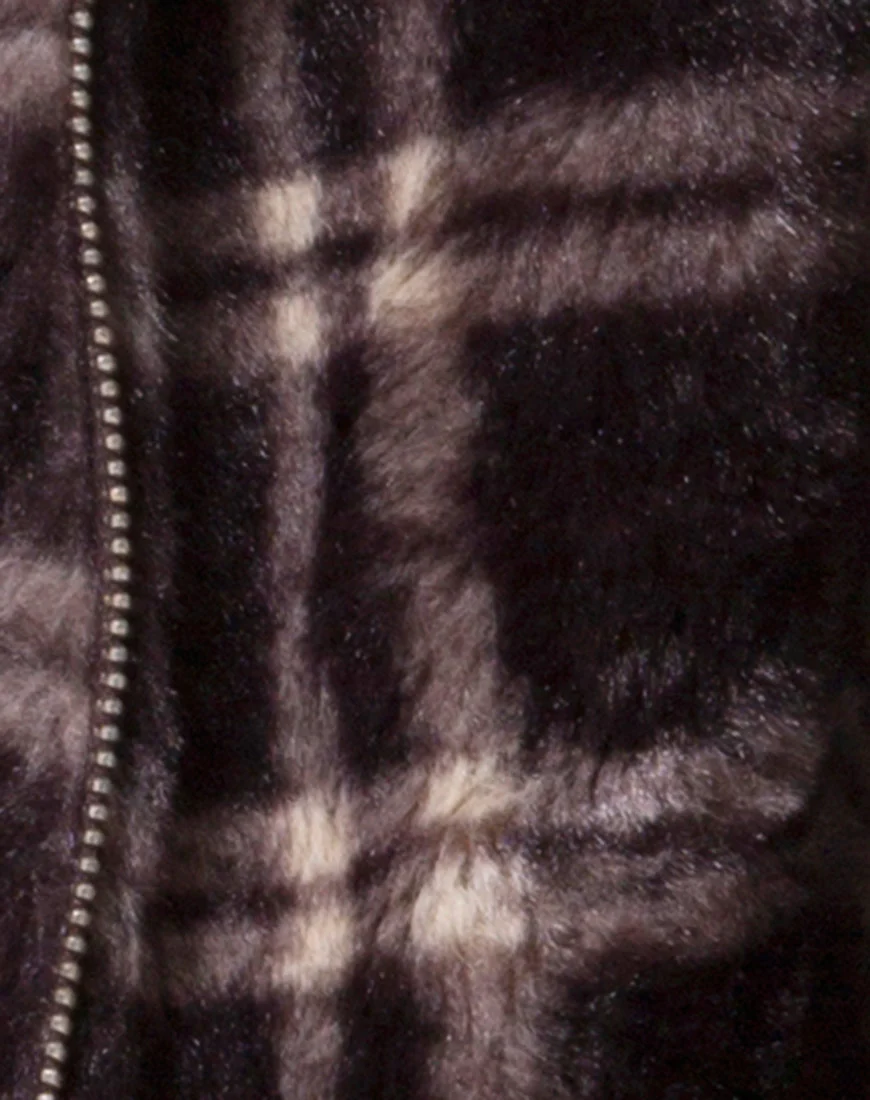 Teddy Coat in Brown Match Check - Image 6