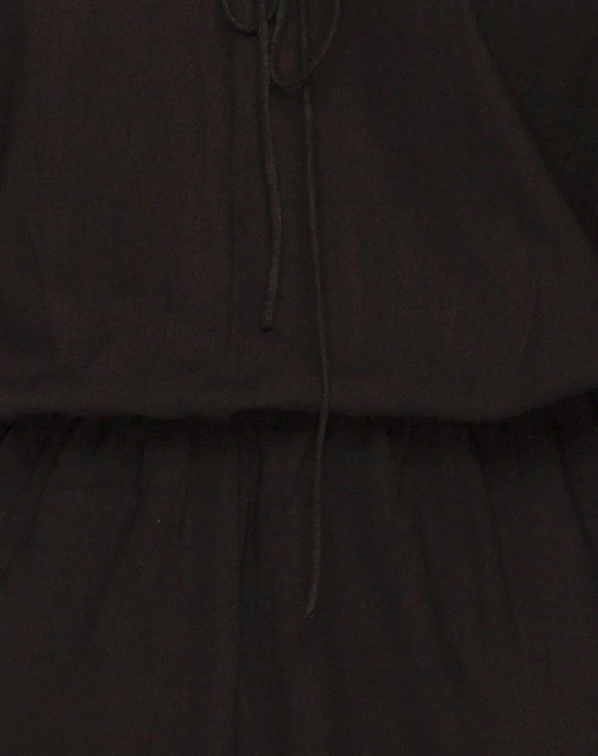 Teegan Off The Shoulder Playsuit in Black - Image 5