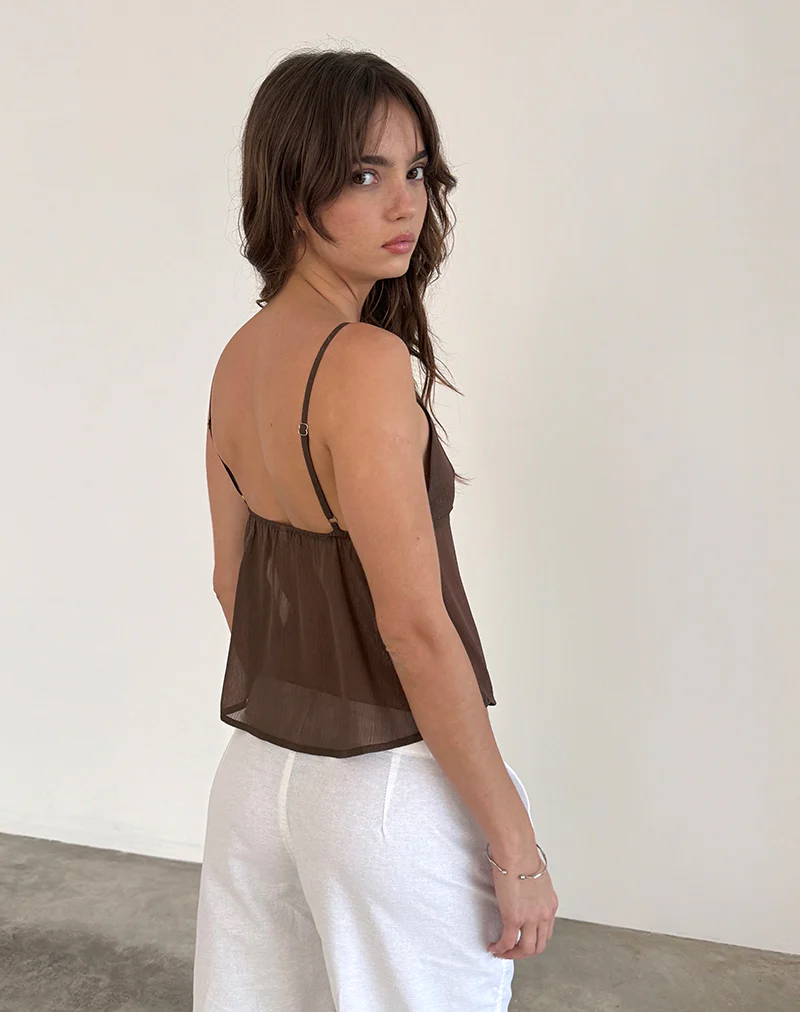Tezza Cami Top in Brown Glitter Chiffon - Image 3