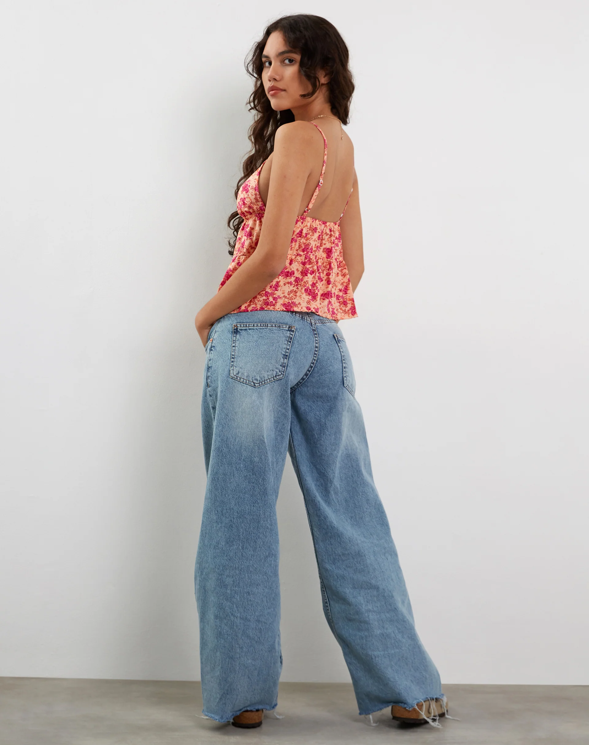 Tezza Tie Front Cami Top in Dark Wild Flower Cantaloupe - Image 6