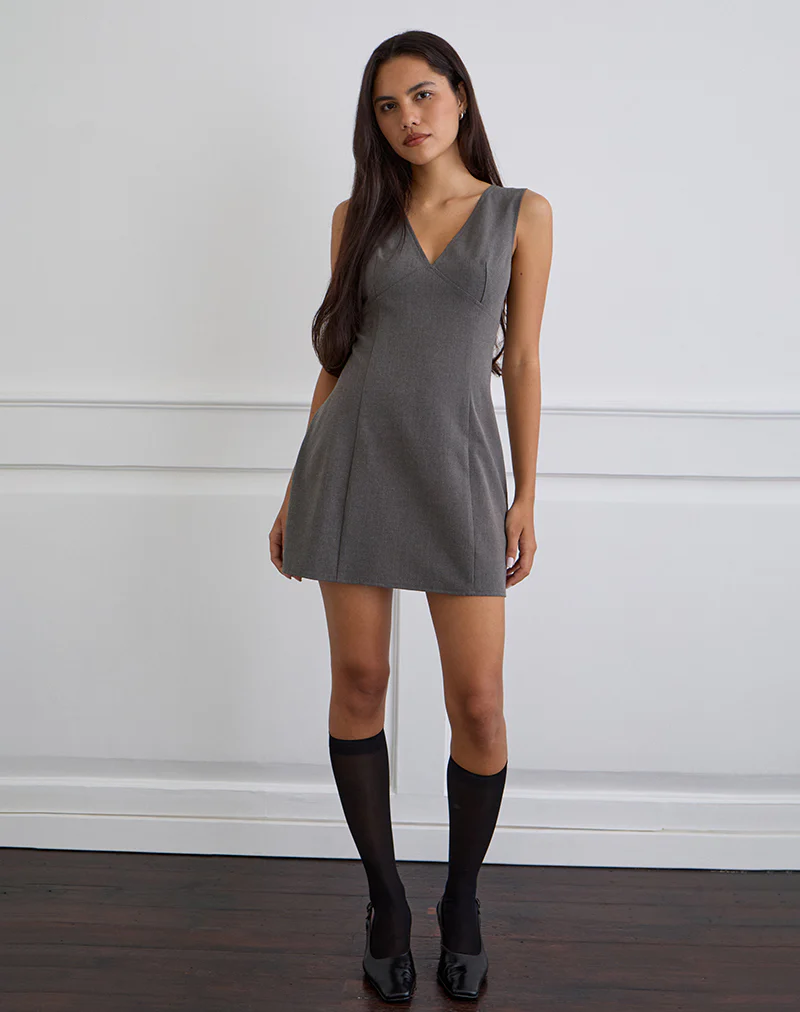 Thaif Mini Dress in Tailoring Charcoal - Image 2